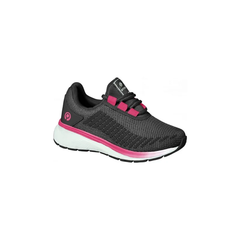 Tênis Infantil Feminino Ortopé Flex Run Cadarço Elástico Preto/Pink