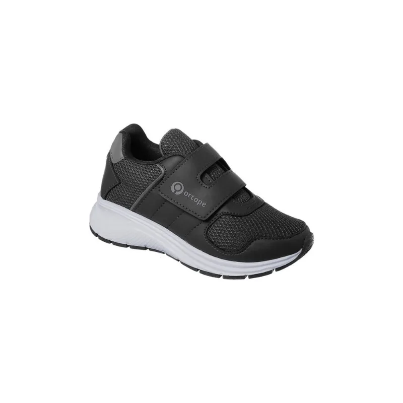 Tênis Infantil Masculino Ortopé Flex Run Fecho Duplo Preto Grafite