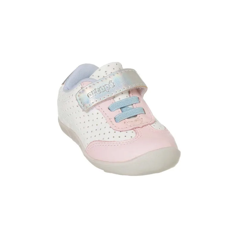 Tênis Infantil Feminino Ortopé Dna Perfuros Branco e Rosa