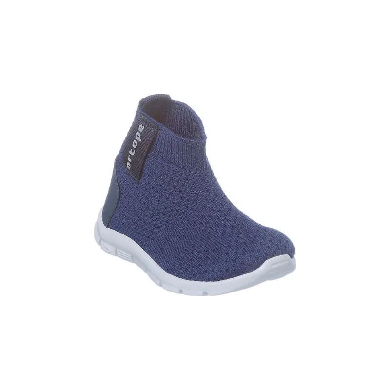 Tênis Cano Alto Infantil Masculino Ortopé Eva Baby Knit Azul Marinho
