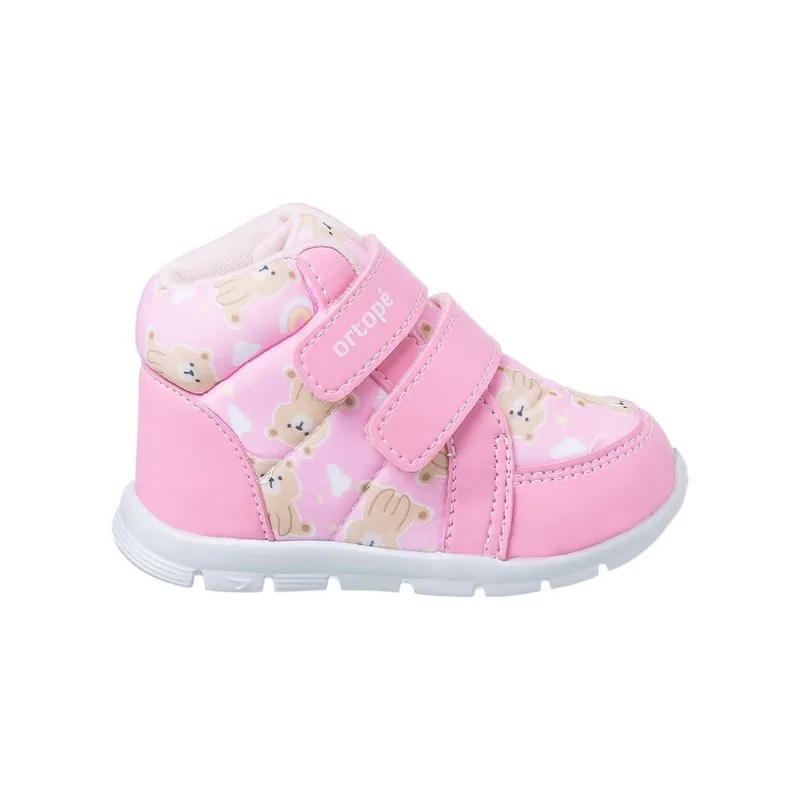 Tênis Cano Alto Infantil Feminino Ortopé Eva Baby Ursinhos Rosa