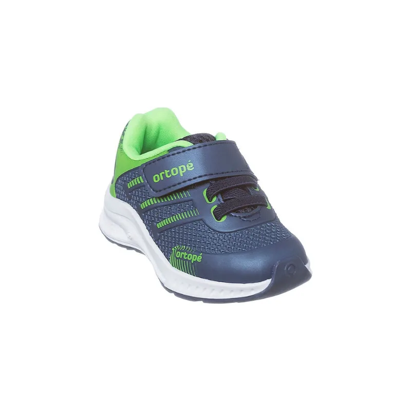 Tênis Infantil Masculino Ortopé Dna Flex Azul Marinho e Verde Fluor