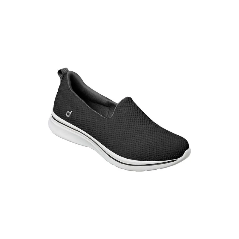 Tênis Feminino Dijean Calce Fácil Tecido com Detalhes Preto
