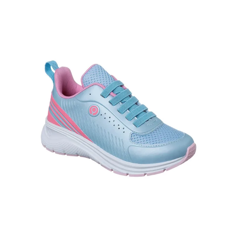 Tênis Infantil Feminino Ortopé Flex Run Cadarço Elástico Azul Céu