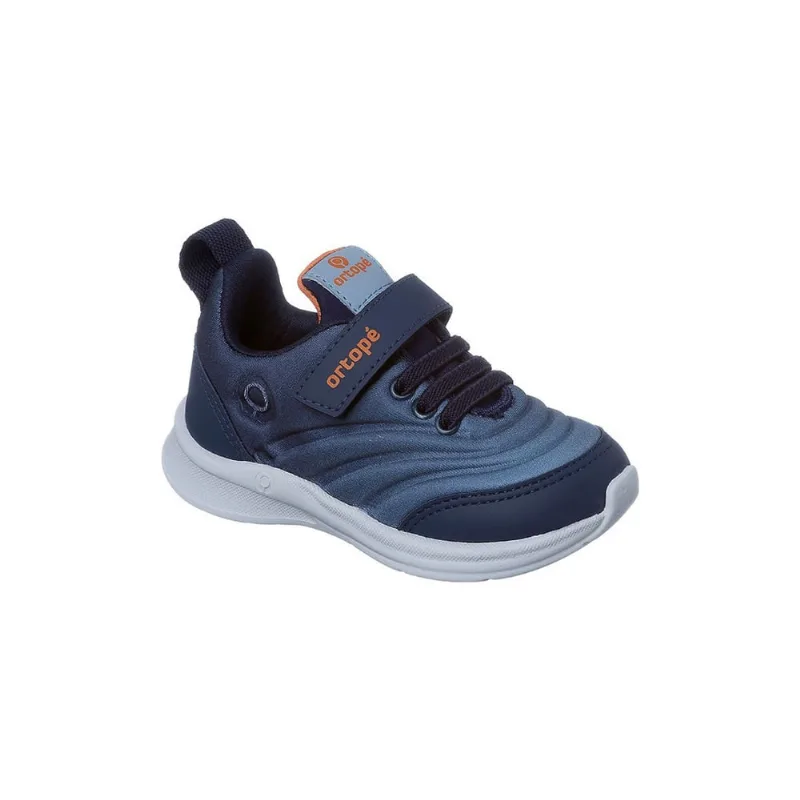 Tênis Infantil Masculino Ortopé Happy Comfort Detalhes Degradê Azul Marinho