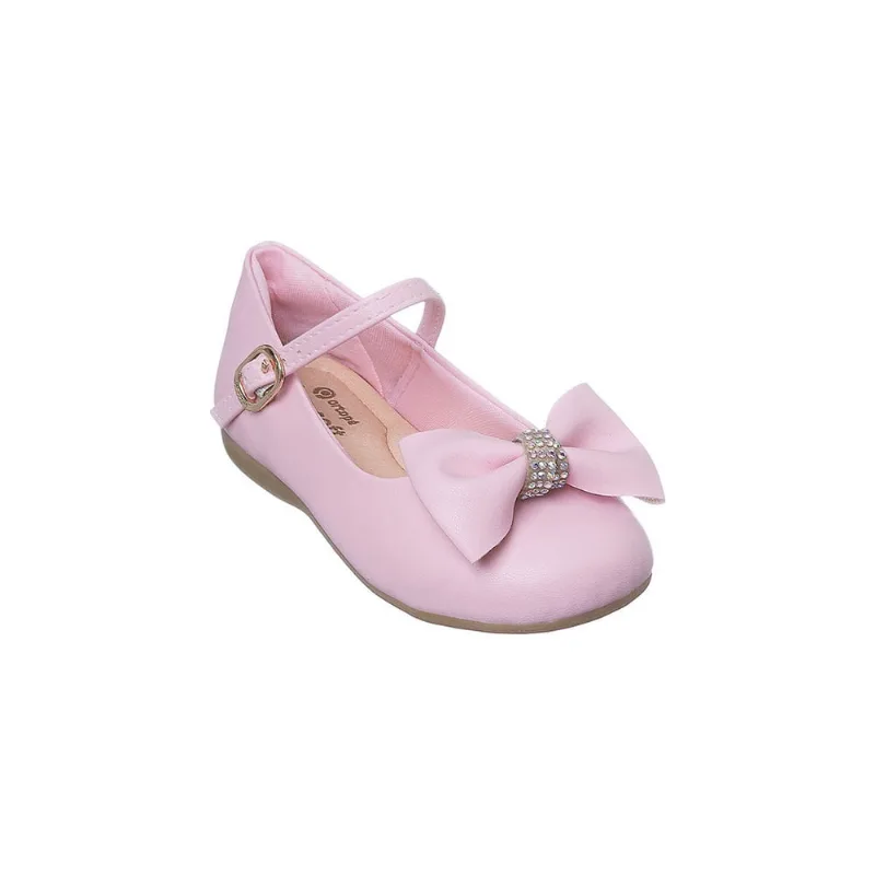 Sapatilha Infantil Ortopé Fofura Laço com Strass Rosa