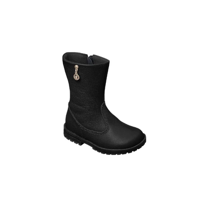 Bota Cano Alto Infantil Feminina Ortopé Baby Boot Couro Preta