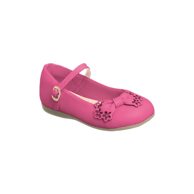 Sapatilha Infantil Ortopé Fofura Laço com Flores Pink