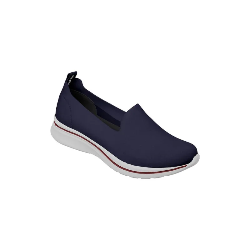 Tênis Feminino Dijean Calce Fácil Tecido Básico Azul Marinho e Branco