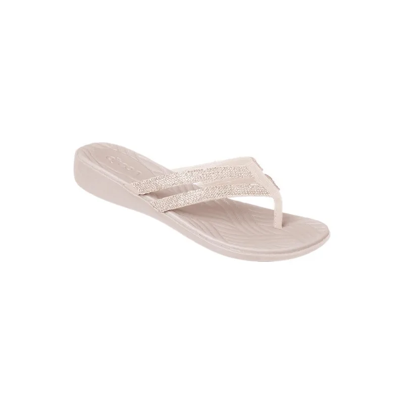 Chinelo Feminino Dijean Tira Fina Dupla Strass Off White
