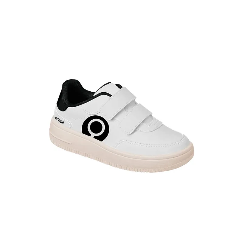Tênis Infantil Feminino Ortopé Bliss Teen Fecho Duplo Branco e Preto
