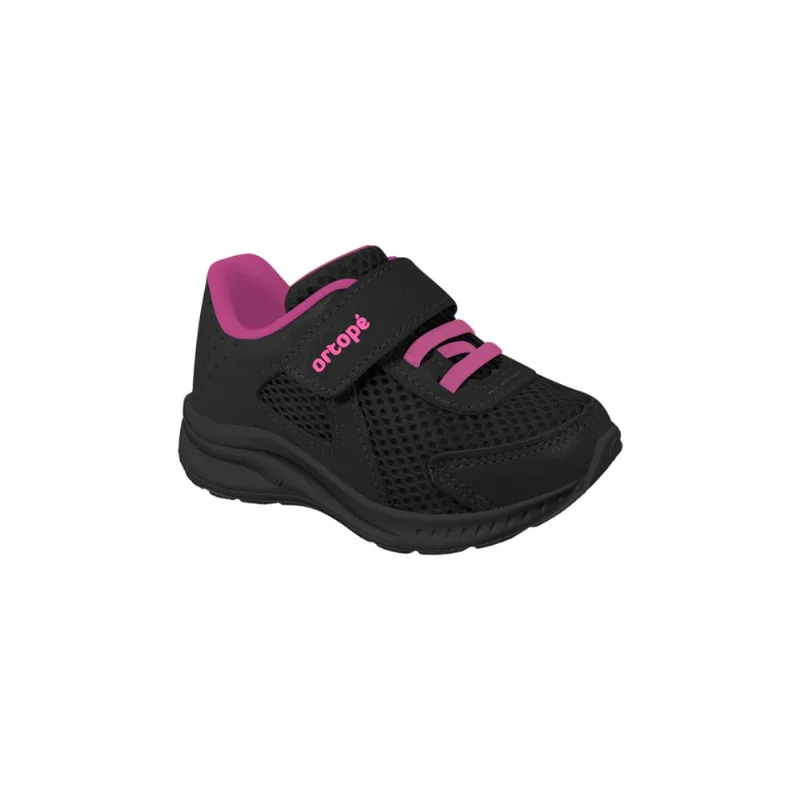 Tênis Infantil Feminino Ortopé Dna Flex Preto Pink