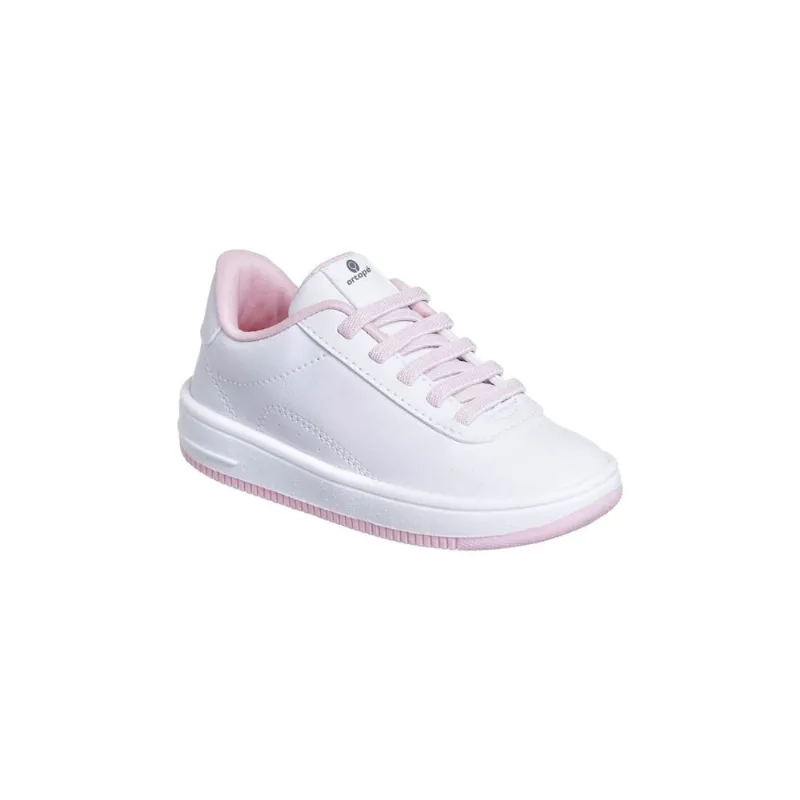 Tênis Infantil Feminino Ortopé Bliss Cadarço Elástico Branco Rosa