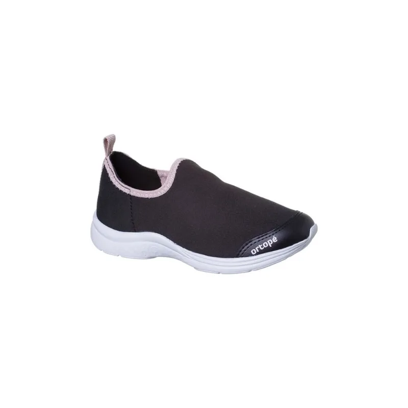 Tênis Infantil Feminino Ortopé Joy Comfy Calce Fácil Preto Rosa