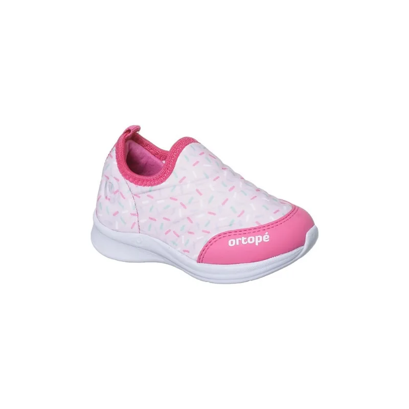 Tênis Infantil Feminino Ortopé Happy Comfort Confete Calce Fácil Pink
