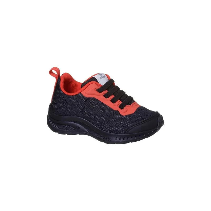 Tênis Infantil Masculino Ortopé Dna Flex Respirável Preto Vermelho
