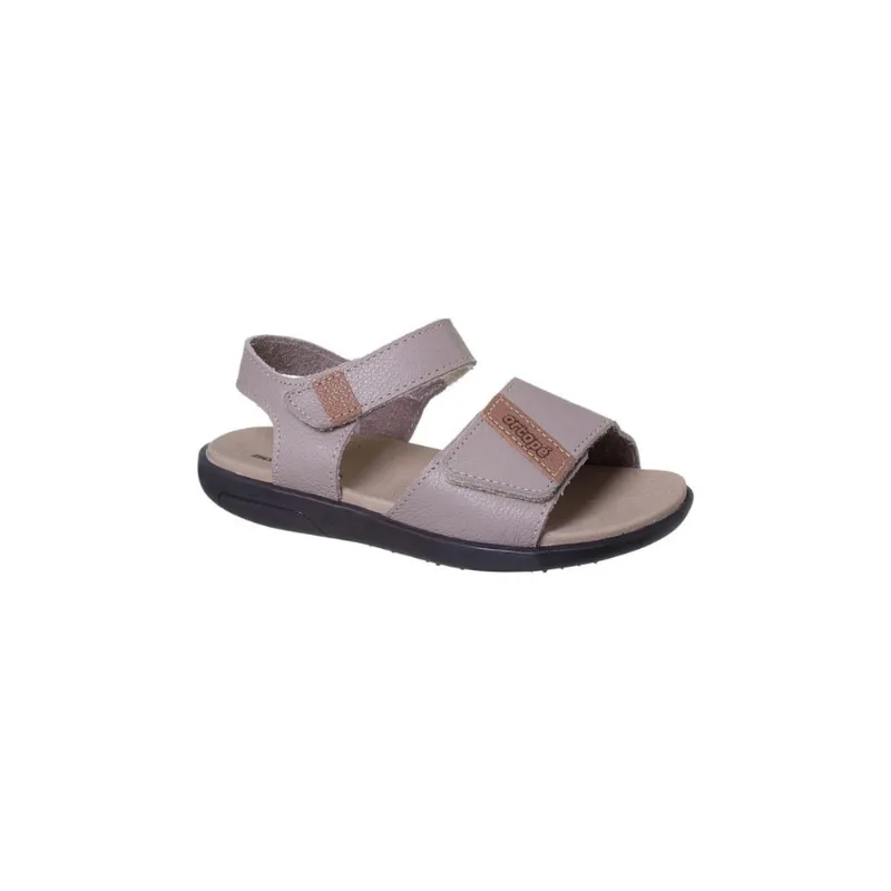 Sandália Infantil Masculina Ortopé Autêntica Fecho Duplo Cinza Rato