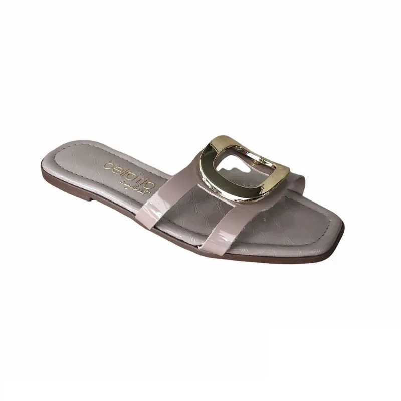 Rasteira Fem Beira Rio Verniz Premium Bege 8440.106