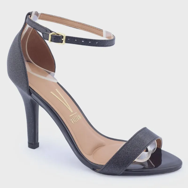 Sandália feminina Vizzano 6249.452 linho gliter salto agulha