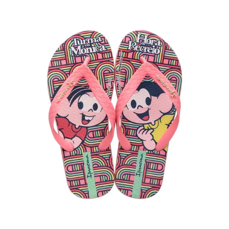 Chinelo Infantil Feminino Ipanema Turma da Mônica Rosa com Verde Tamanho 31/32