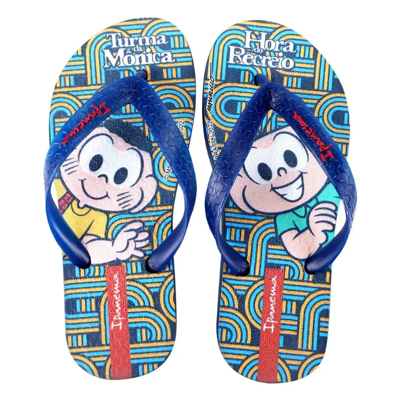 Chinelo Infantil Feminino Ipanema Turma Mônica Cor Azul Tamanho 31/32