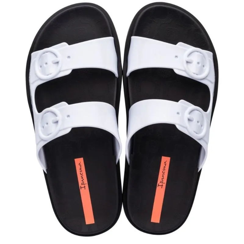 Chinelo Ipanema Follow Feminino com Duas Tiras Preto e Branco 35