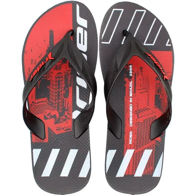 Sandália Rider Masculina Street City Preta e Vermelha 41/42 - RIDER - Vestuário