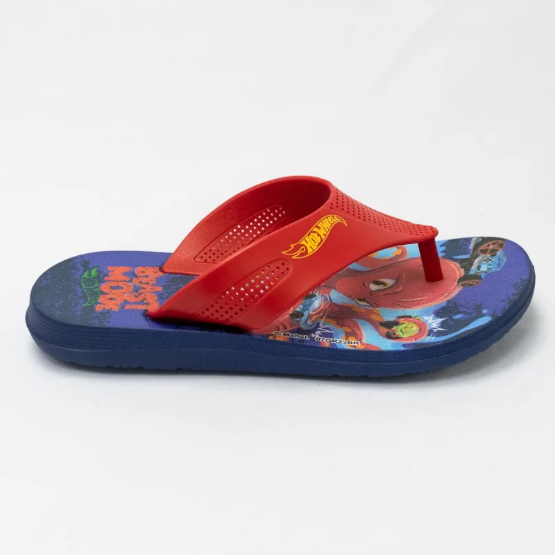Chinelo Grendene 22675 Hot Wheels Race Super Flop Vermelho/Azul