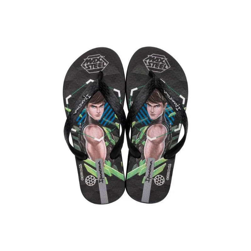 Chinelo Ipanema Masculino Infantil Max Steel 26048 Preto 23/24