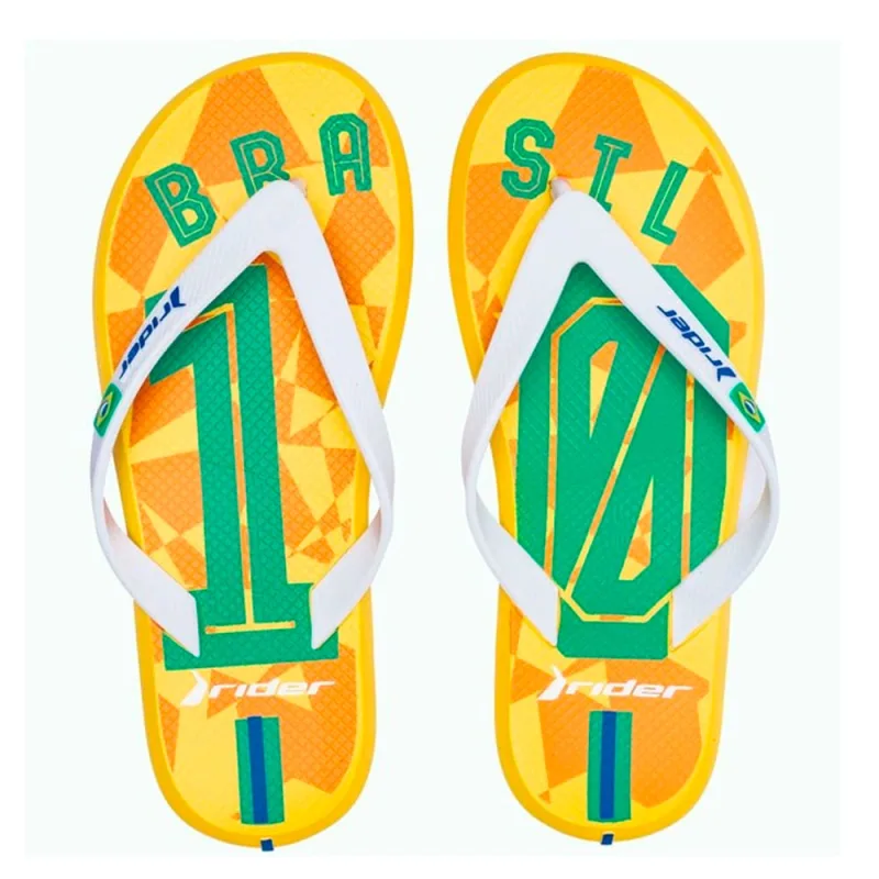 Sandália Rider Masculina R1 Futebol Branco e Amarelo 41 - RIDER - Vestuário