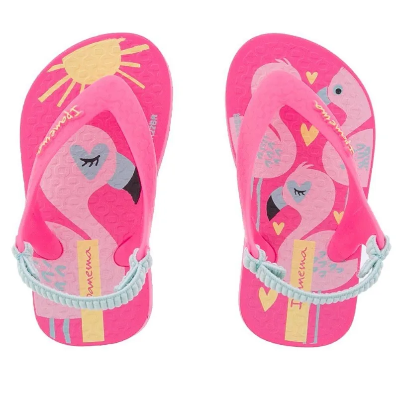 Chinelo Infantil Ipanema Baby Flamingos Neon Rosa