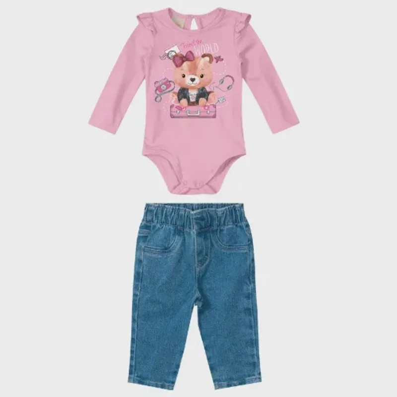 Conjunto Bebê Body e Calça 92316 - Malwee Carinhoso