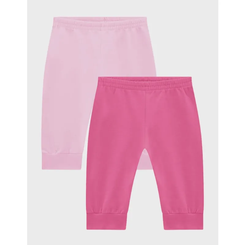 Kit 2 Calças Bebê Menina Rosa Brandili