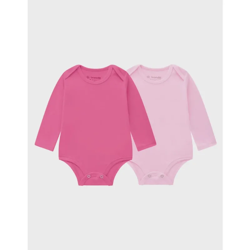 Kit 2 Bodies Bebê Menina Pink/Rosa Claro Brandili
