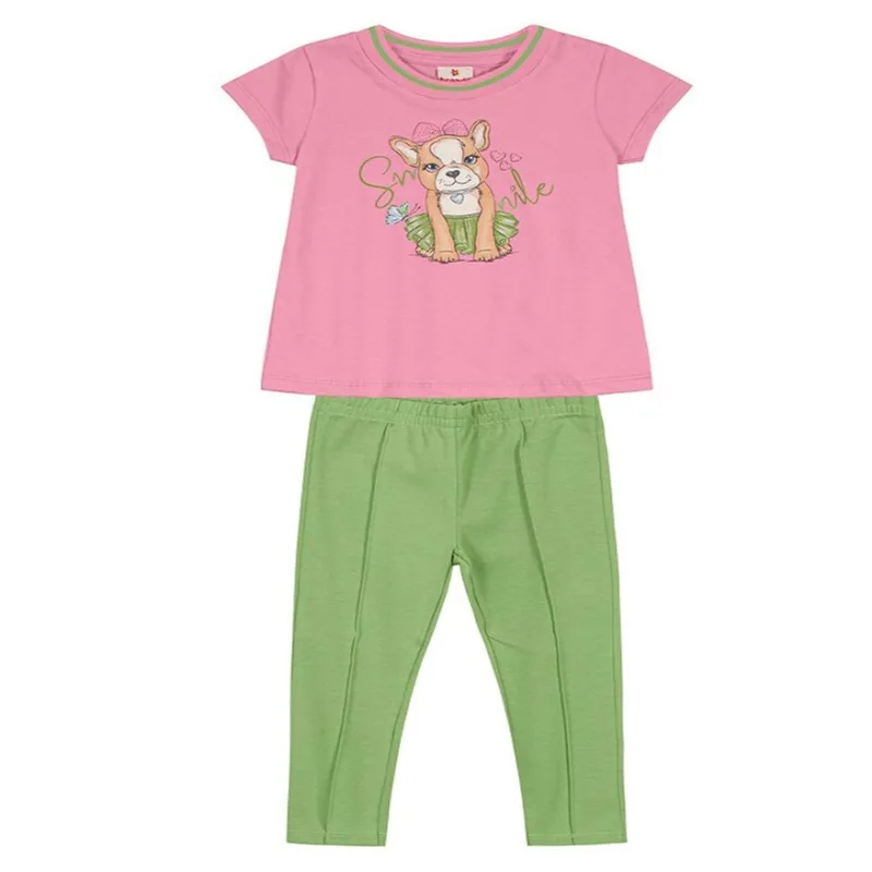 Blusa M/ Malha + Calça Legging Cotton -Brandili Blusa M/ Malha + Calça Legging Cotton - Brandili - Rosa - 2 - Brandili
