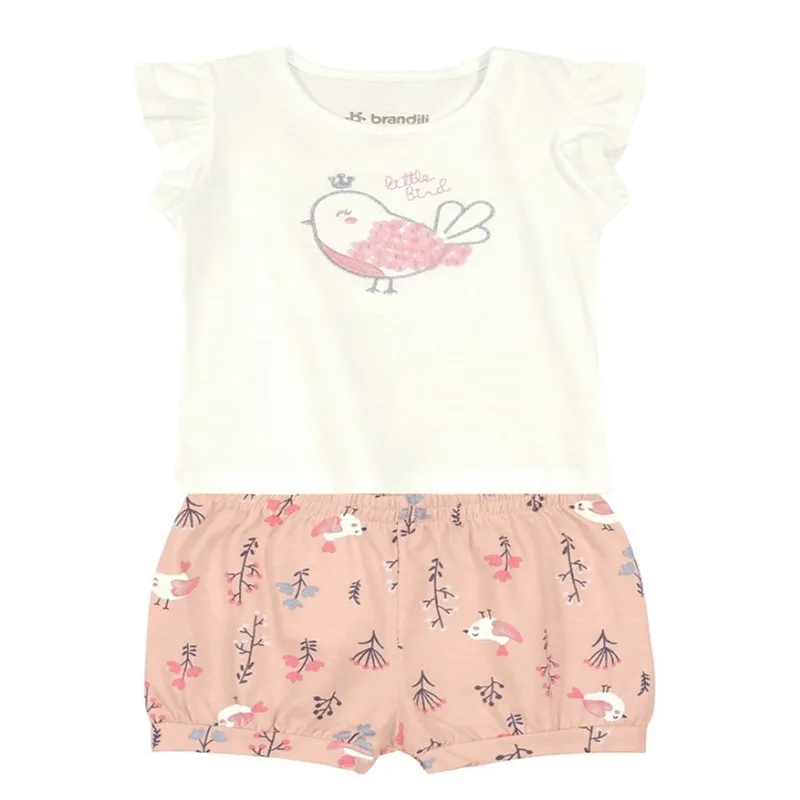Conjunto Blusa e Shorts Relevo - Pássaro - Brandili Conjunto Blusa e Shorts Relevo - Pássaro - Tam M - Brandili