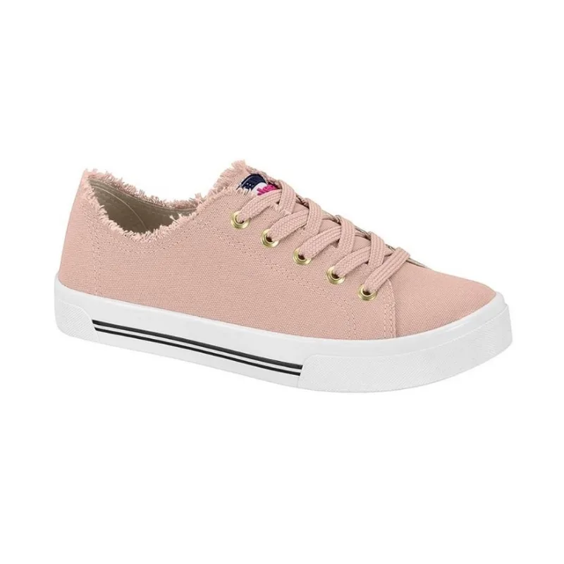 Tênis Feminino Moleca Tendência Lona Desfiada Estilo Urbano Original