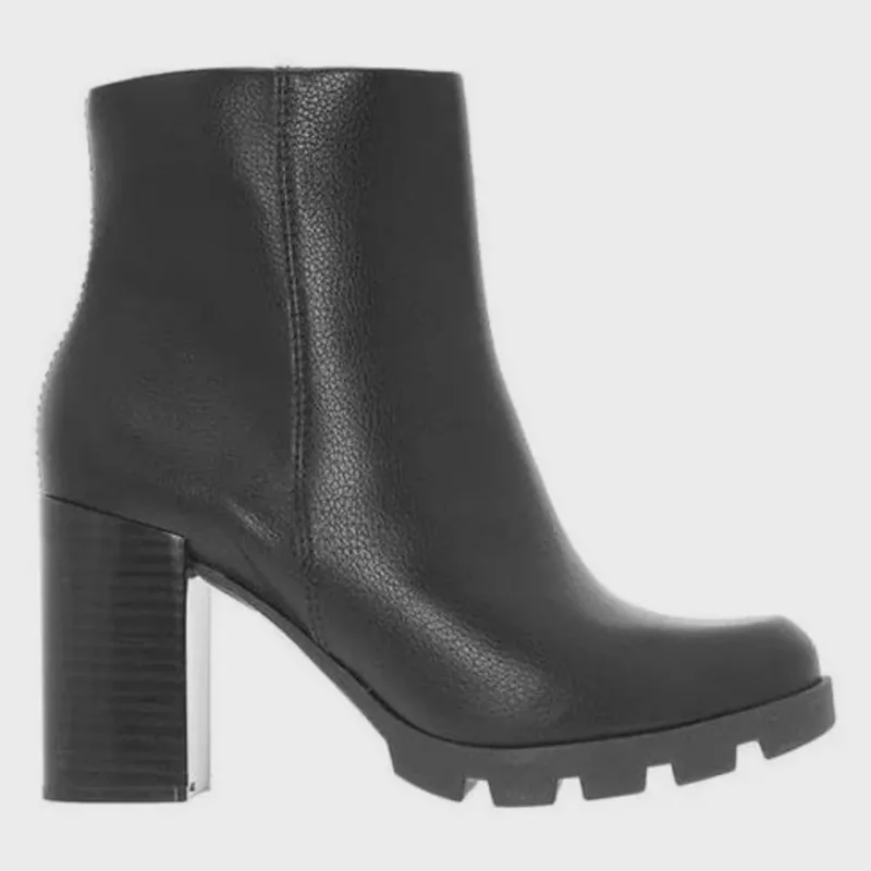 Bota Beira Rio Salto Alto Cano Curto Feminina Preta