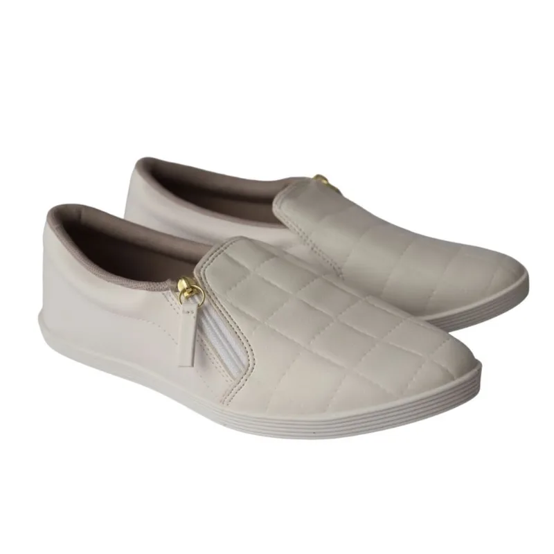 Tenis slip on branco com ziper beira rio 4205.132