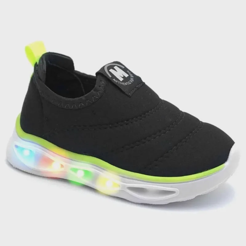Tênis Infantil Baby Slip On Led Oklahoma Molekinho - Preto