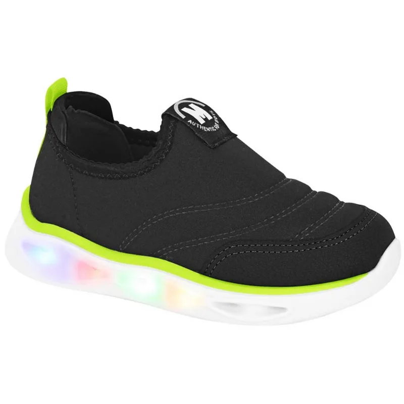 Tênis Infantil Molekinho Com Led Lycra Neoplex Preto 2620.103 - 24