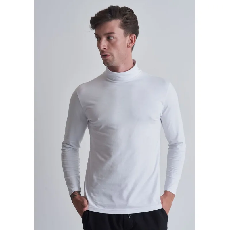 Camiseta malha masculina slim fit branco Branco M