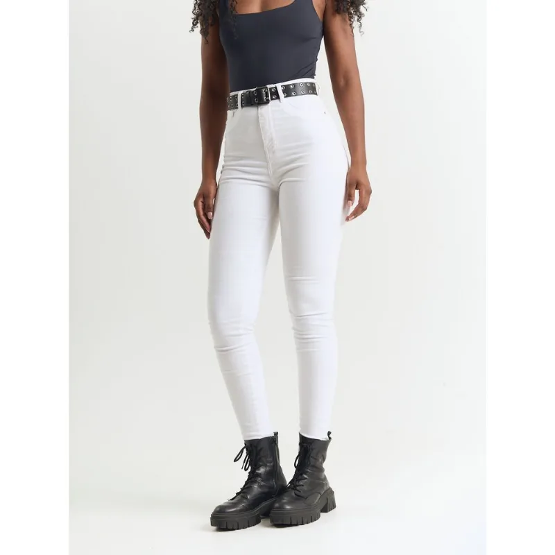 Calça jeans skinny cintura alta branca Branco 36
