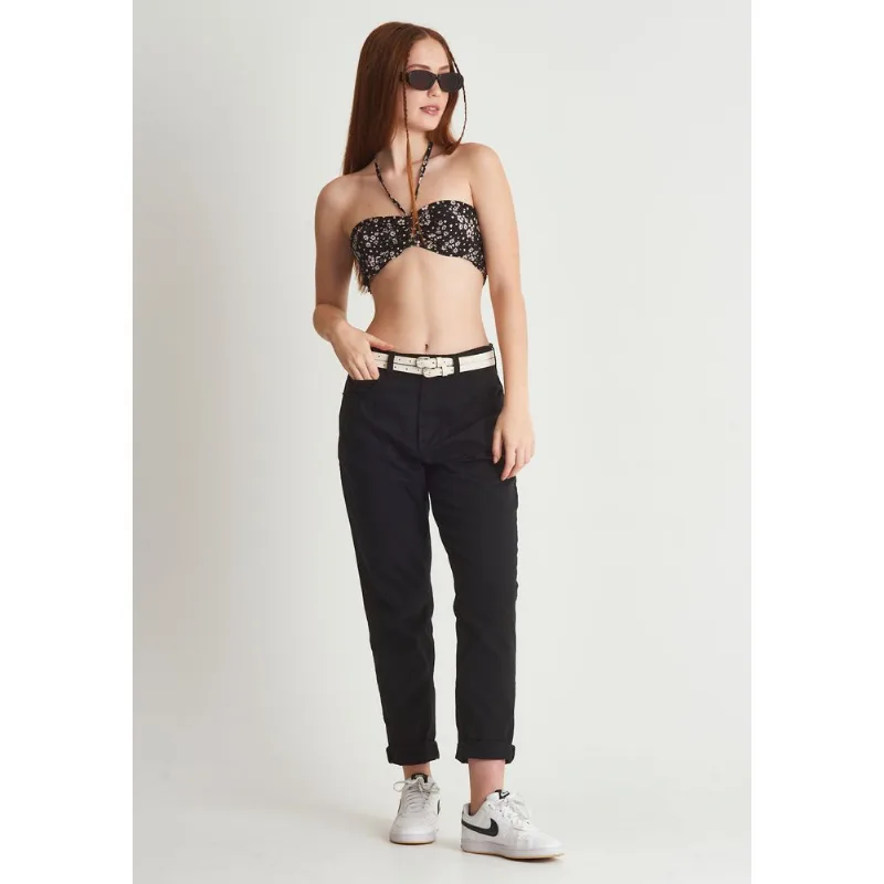 Calça sarja mom cintura alta Preto 40