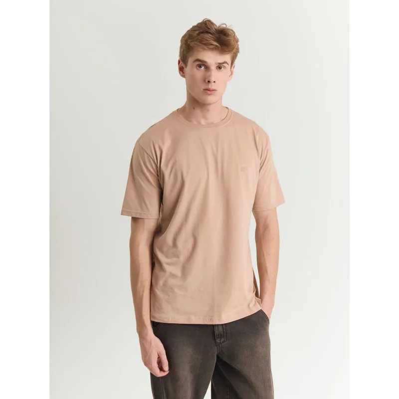 Camiseta algodão masculina gola redonda natural Bege XP