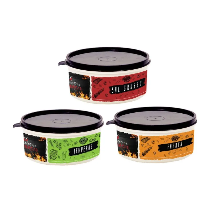 Kit Potes para Churrasco 3 Peças 750ml DM Plas Unica