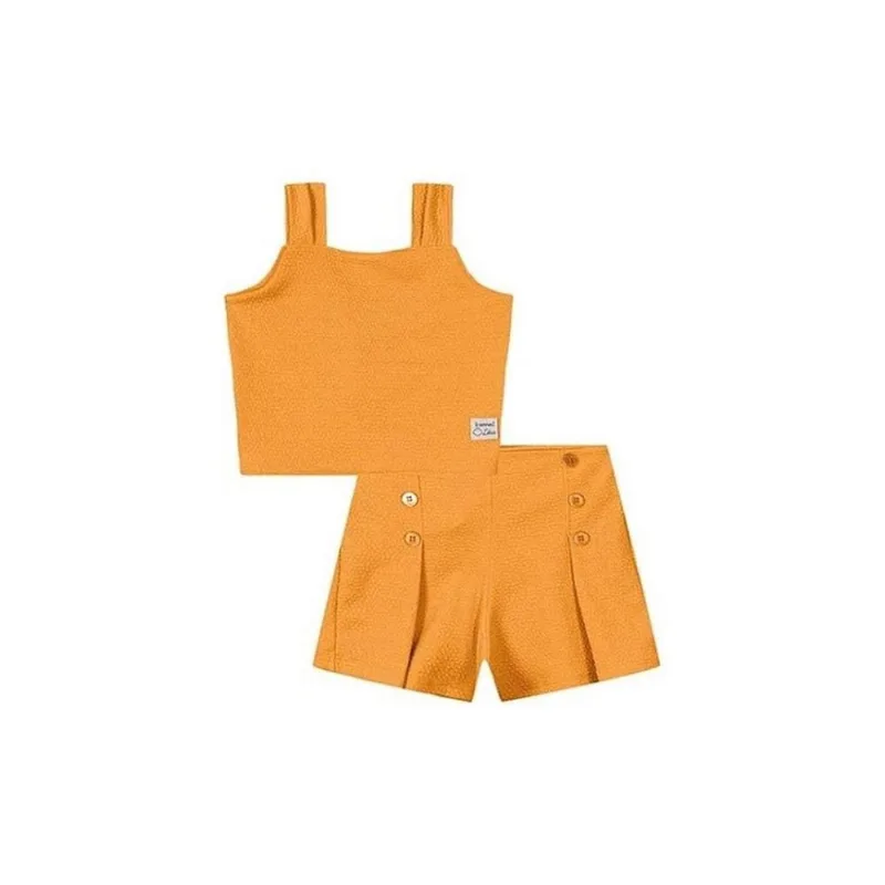 Conjunto Curto Lilica Ripilica Regata Short Connect Laranja 12