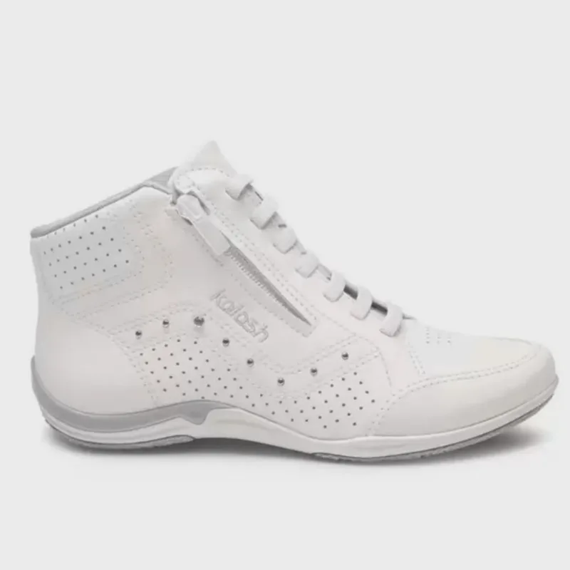Tênis Kolosh Feminino Slip-On Calce Fácil Zíper Cano Médio Off-White