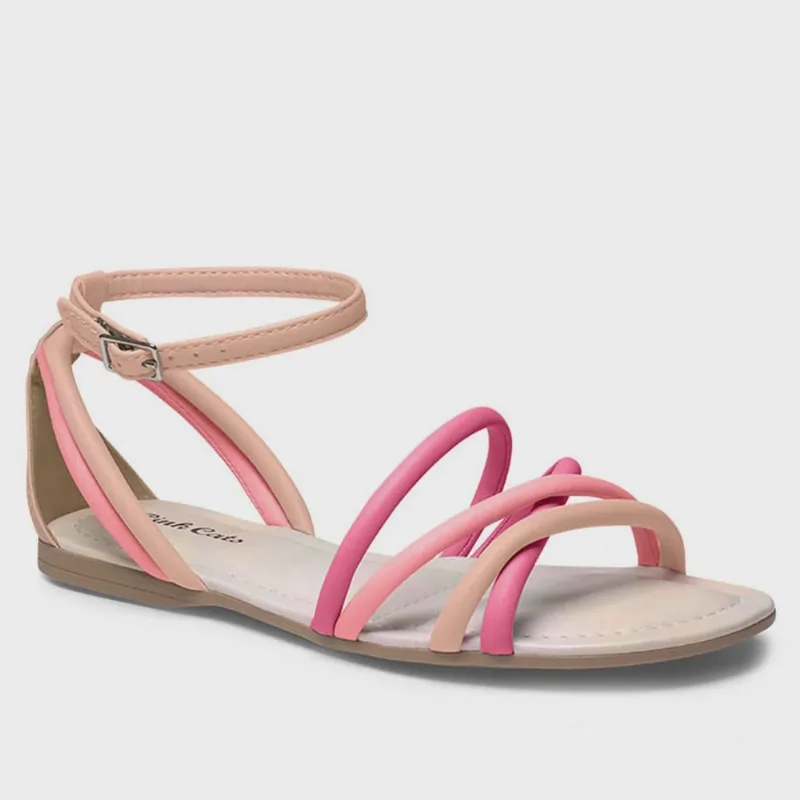 Sandalia Rasteira Infantil Menina Pink Cats V2811
