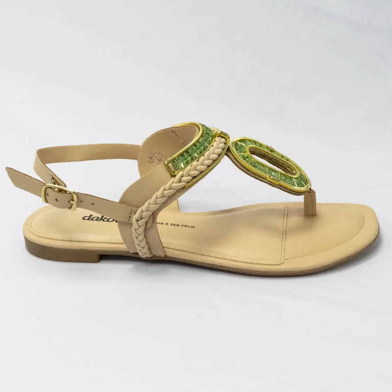 Sandália Dakota Y0711 Rasteirinha quintana Granola aplique champagne Nude
